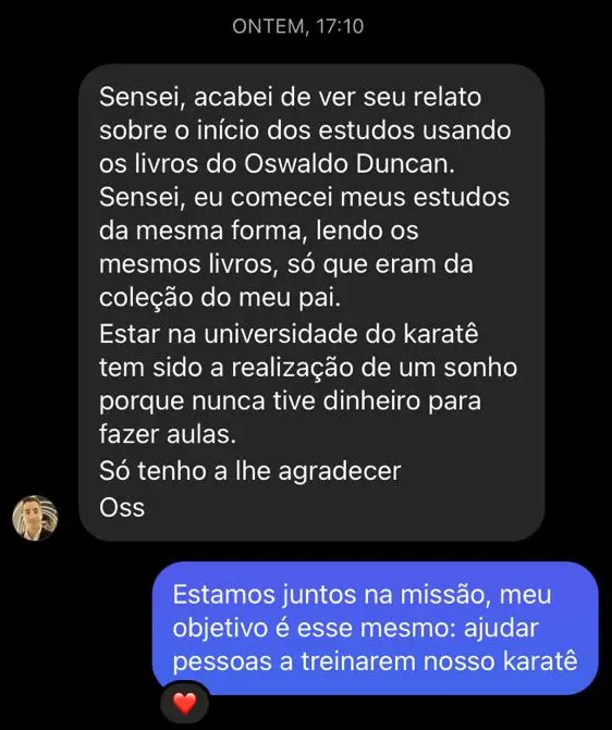 Depoimento de aluno no Instagram