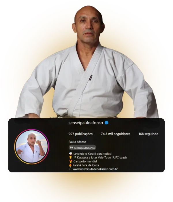 Sensei Paulo Afonso em composição dourada